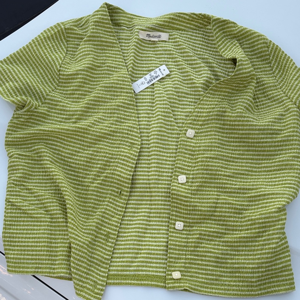 Madewell Lime Green Striped Top
